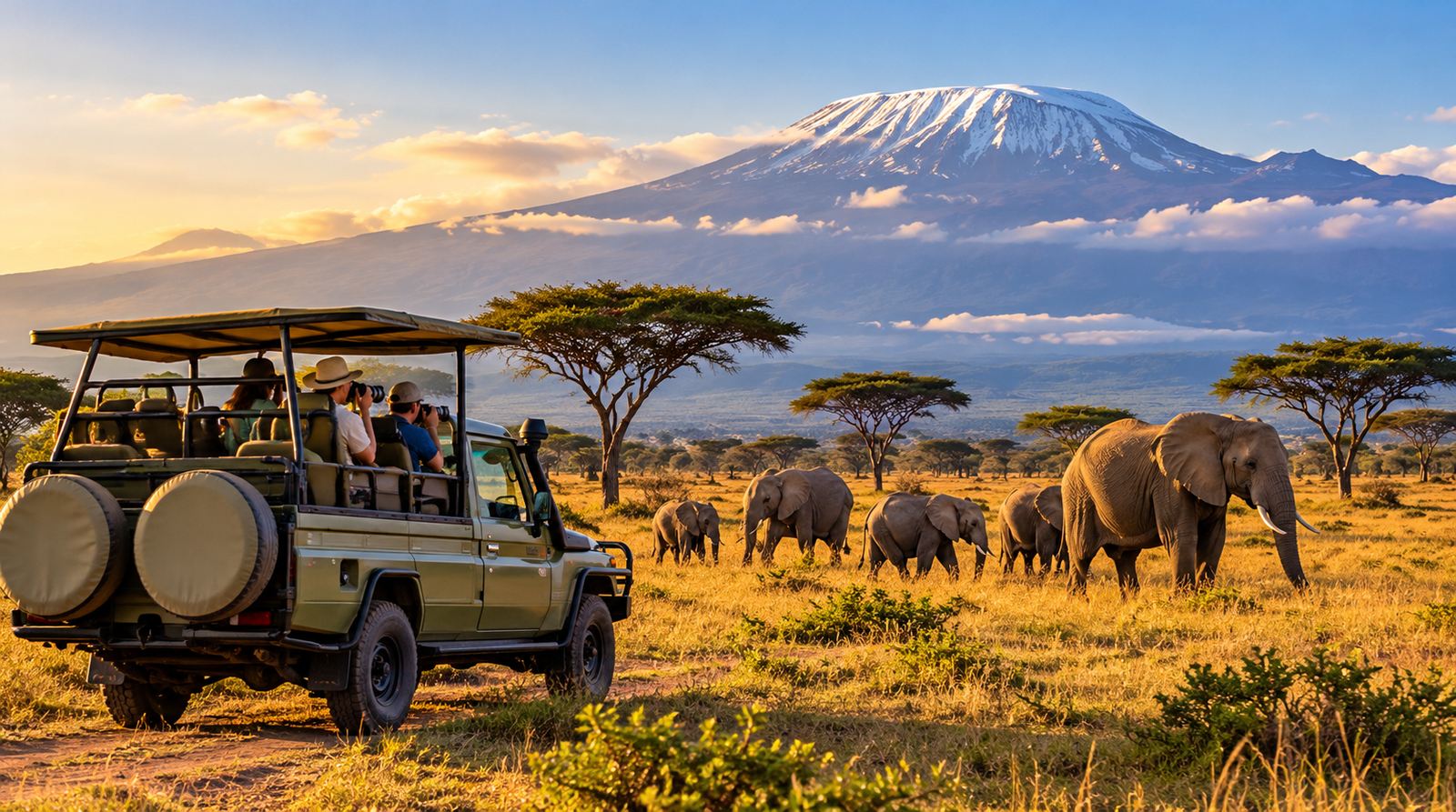 Kenya Safari Jeep Elephants